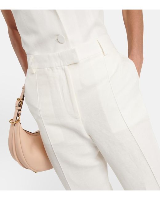 AYA MUSE White Polaris Wide-Leg Linen And Cotton Pants