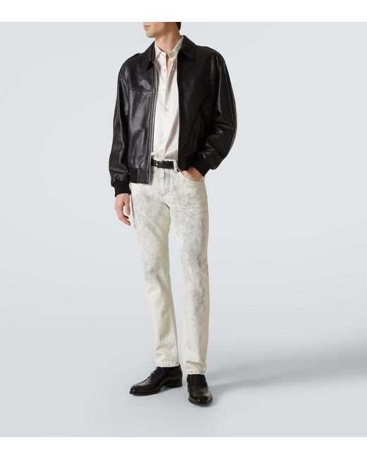 Dolce & Gabbana White Printed Straight Jeans for men