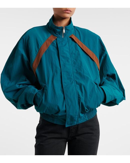 Saint Laurent Blue Cassandre Technical Faille Jacket