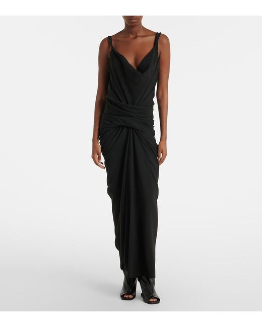 Rick Owens Black Strutter Gathered Maxi Dress