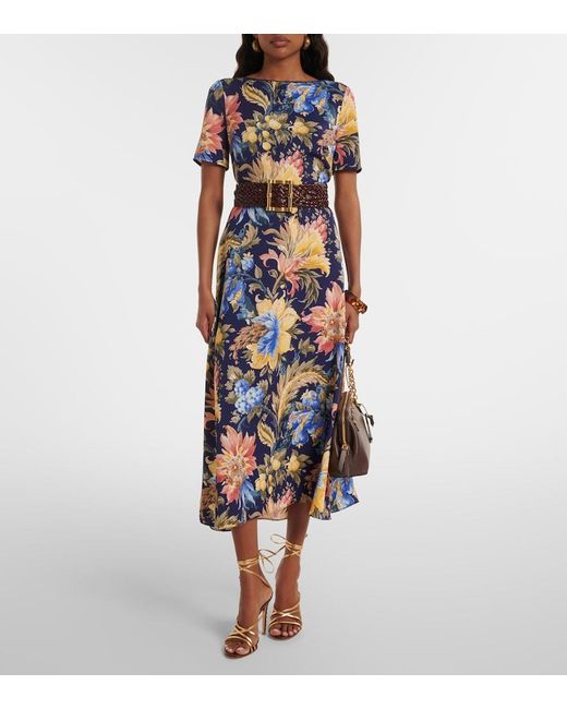 Etro Blue Floral Midi Dress