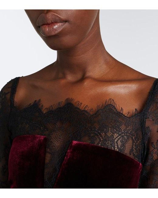 Roland Mouret Purple Lace-Trimmed Velvet Gown