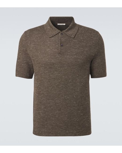 The Row Brown Ravi Silk, Cashmere, And Linen Polo Shirt for men
