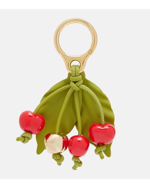 Loewe Green Paula's Ibiza Cherry Leather-Trimmed Charm