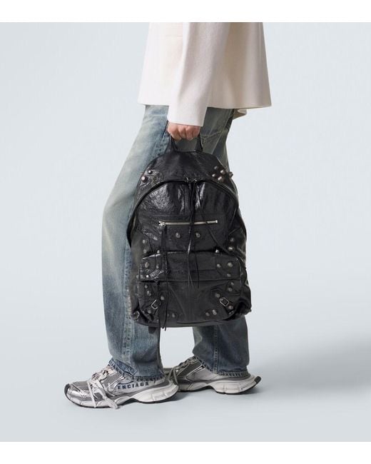 Balenciaga Black Le Cagole Leather Backpack for men