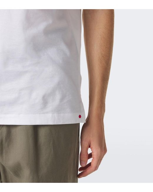 Kiton White Cotton Jersey Polo Shirt for men