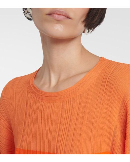 Stella McCartney Orange Plisse Midi Dress