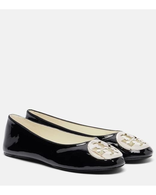 Tory Burch Black Ballerinas Reva Aus Lackleder