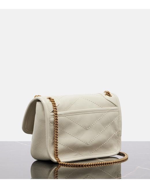 Saint Laurent Natural Niki Cassandre Mini Leather Shoulder Bag