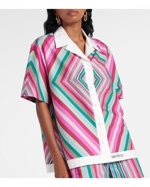 Valentino Pink Printed Cotton Poplin Shirt
