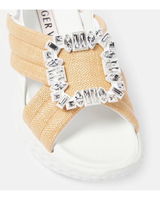 Roger Vivier Metallic Viv' Run Light Strass Buckle Sandals