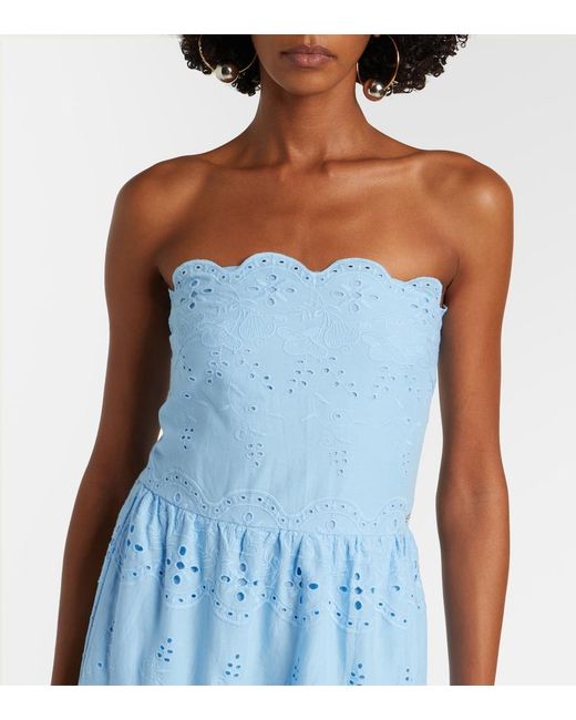 Melissa Odabash Blue Sophie Broderie Anglaise Cotton Maxi Dress