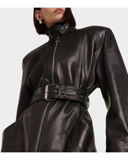Manteau Bobbie en cuir Khaite en coloris Black