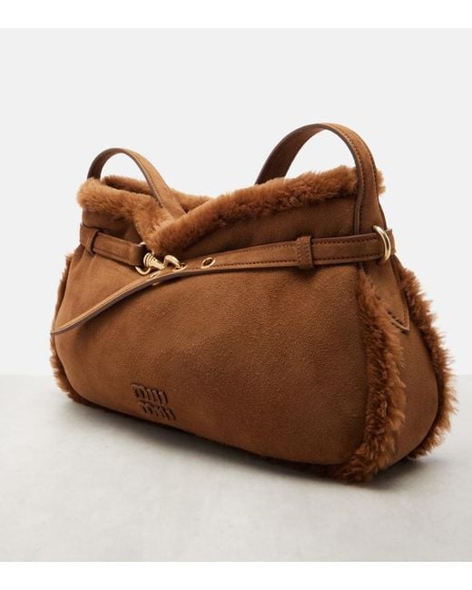Miu Miu Brown Aventure Suede Shoulder Bag