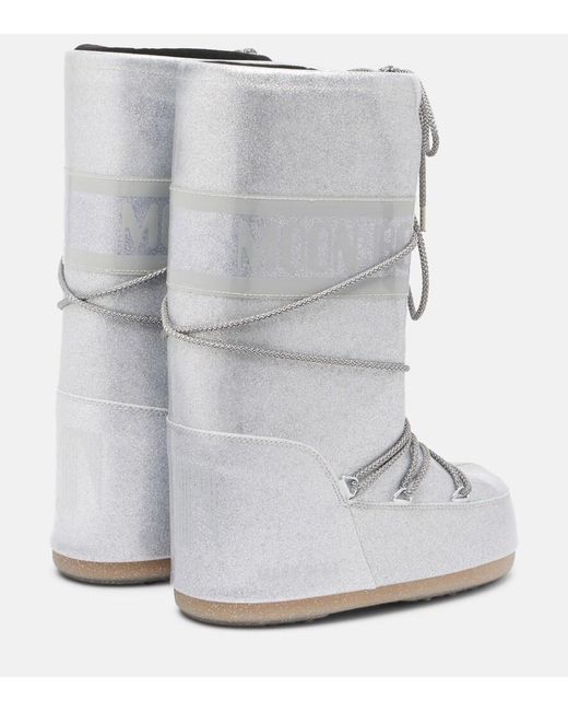 Moon Boot Gray Icon Glitter Knee-High Snow Boots