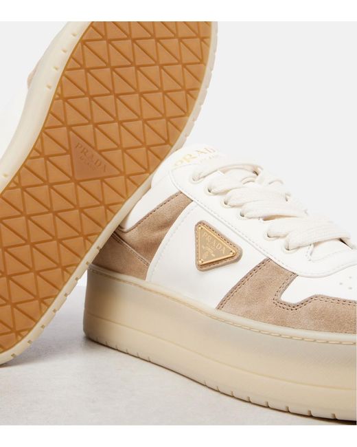 Prada Natural Nappa Leather Downtown Sneakers