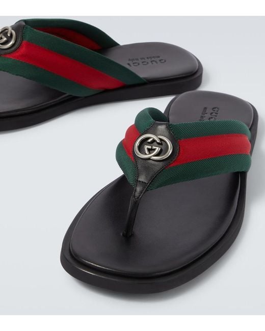 Gucci Blue Gg Web Stripe Slides for men