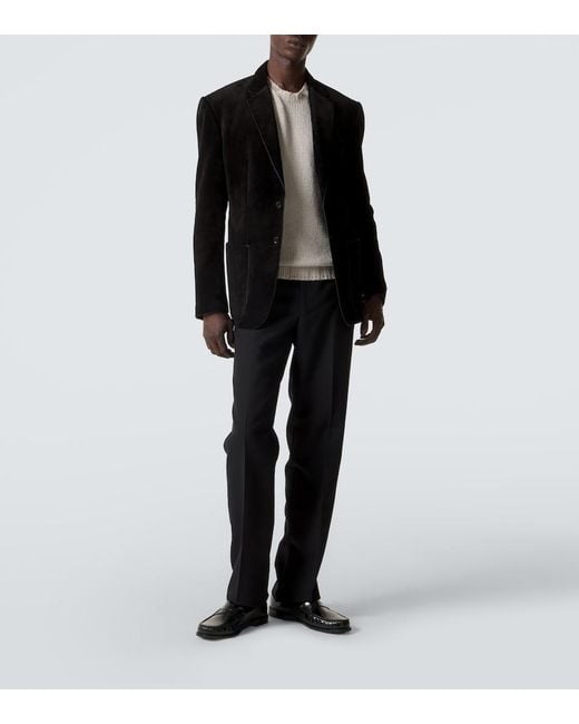 Thom Sweeney Black Wool Straight Pants for men