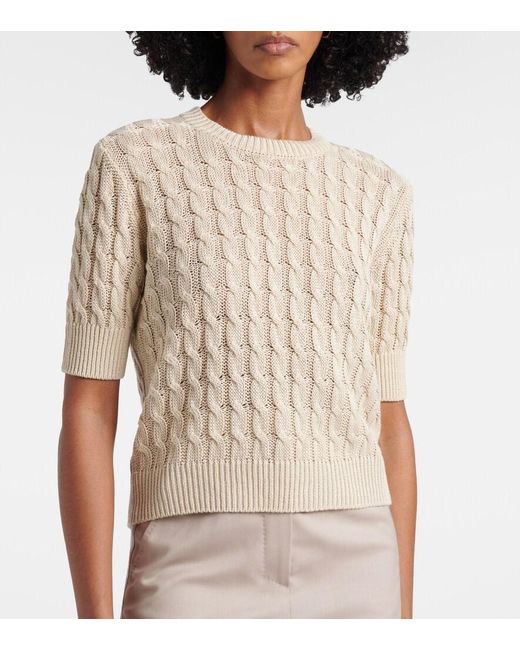 Max Mara Natural Talamo Cable-Knit Linen Sweater