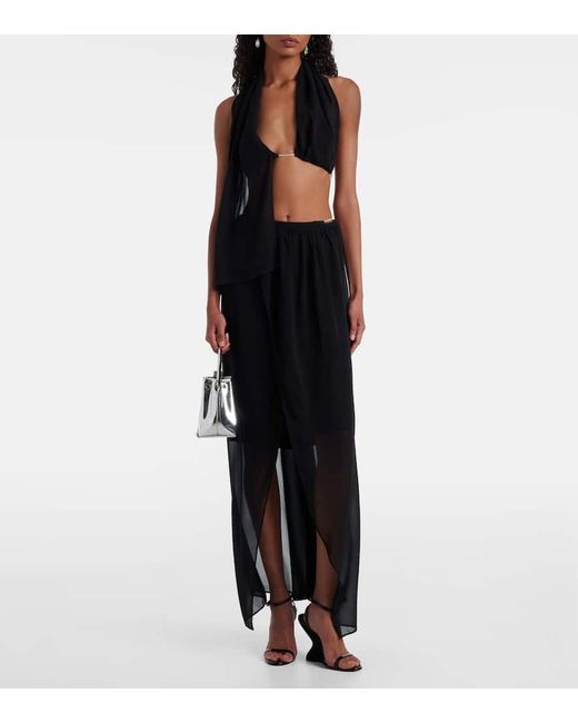 Christopher Esber Black Open-Back Silk Georgette Top