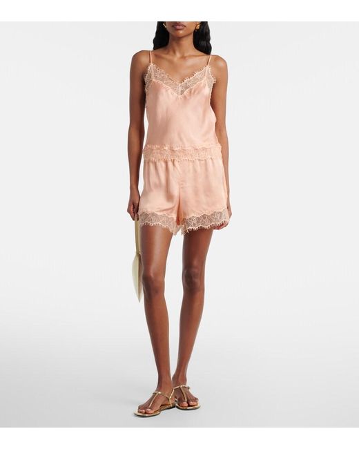 Poupette Pink Zely Lace-Trimmed Satin Camisole