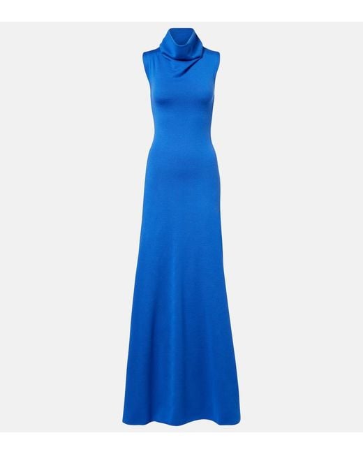 Tom Ford Blue Knitted Wool Maxi Dress