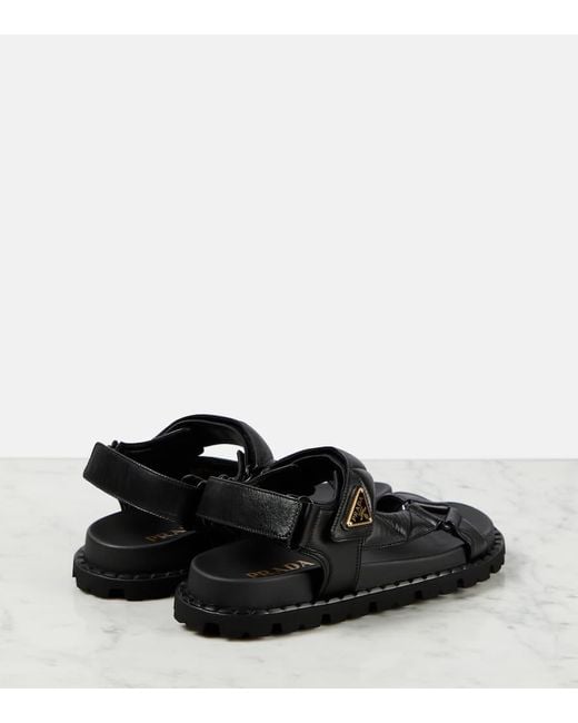 Prada Black Sandalen Fussbett Aus Leder