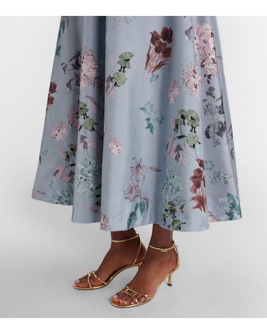 Altuzarra Blue Varda Floral Silk Midi Skirt