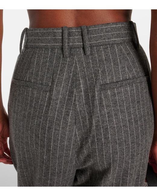 Alex Perry Gray Pinstriped High-Rise Tapered Pants