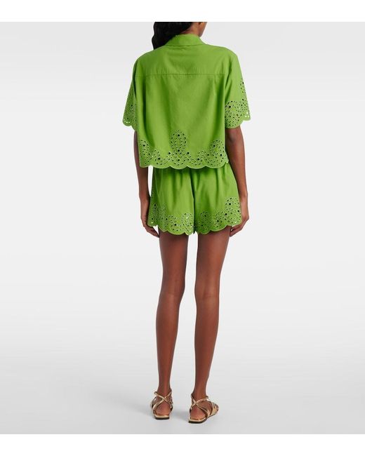 Jonathan Simkhai Green Keyla Broderie Anglaise Top