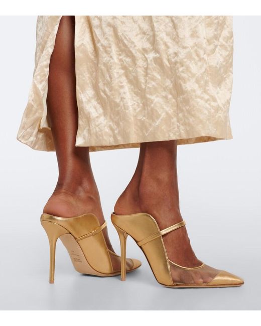 Malone Souliers Brown Maureen Leather And Mesh Mules
