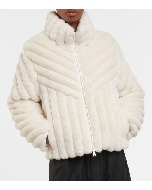 Moncler White Pedrix Faux Fur Down Jacket