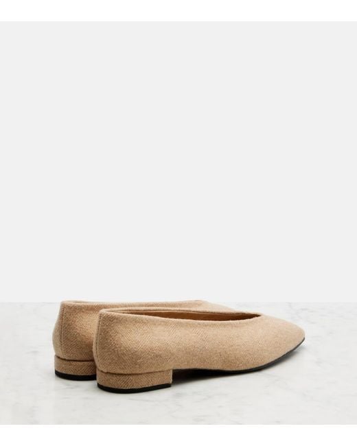 Loro Piana Natural Rebecca Herringbone Ballet Flats