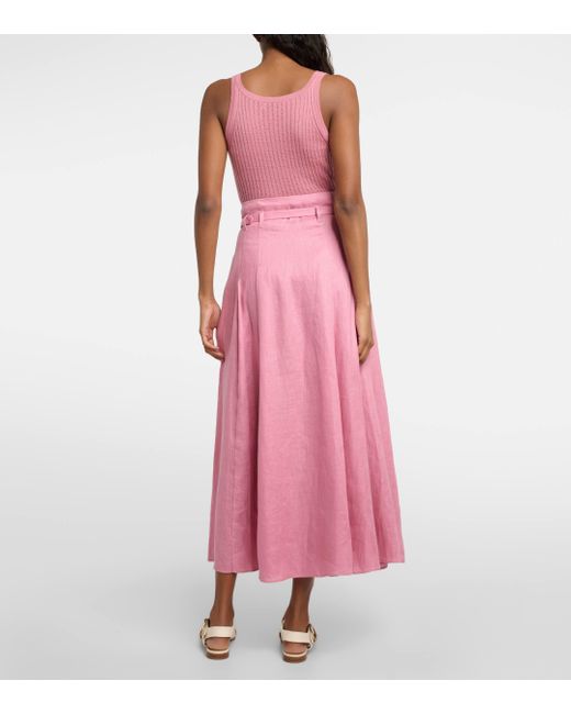 Gabriela Hearst Pink Dugald Linen Midi Skirt
