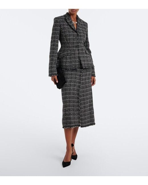 Erdem Black Checked Cotton-Blend Tweed Jacket