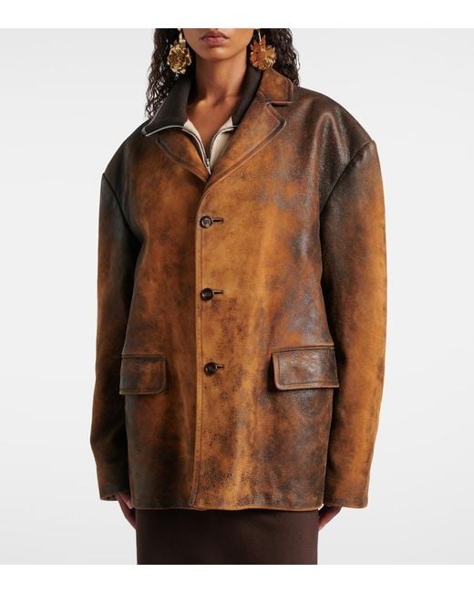 Miu Miu Brown Oversized Suede Jacket