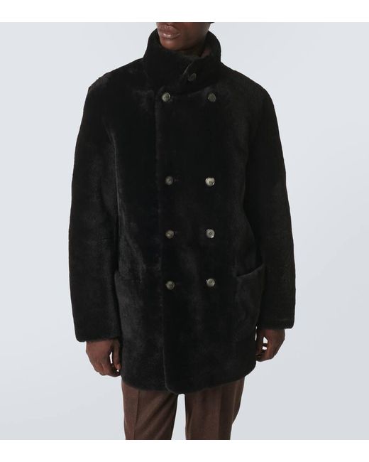 Giorgio Armani Wendbare Jacke Aus Leder Und Shearling in Black für Herren