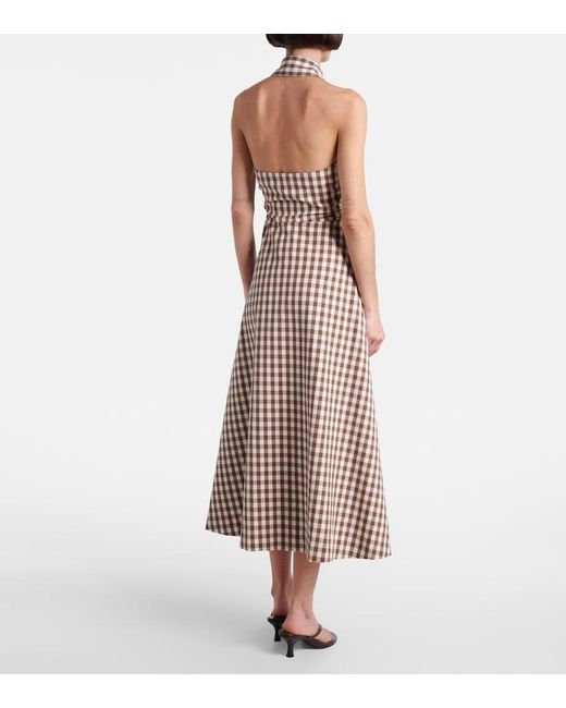 Veronica Beard Natural Mackey Gingham Seersucker Midi Dress