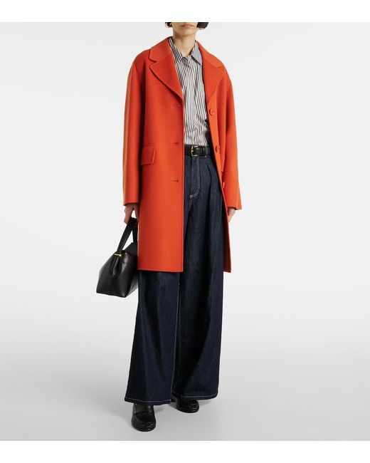 Max Mara Red Single-Breasted Wool Coat