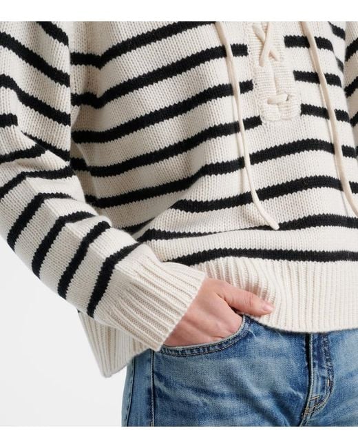 Nili Lotan White Noemi Striped Cashmere Sweater
