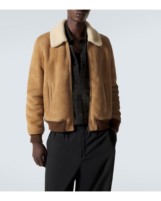 Saint Laurent Brown Shearling-Lined Suede Jacket for men