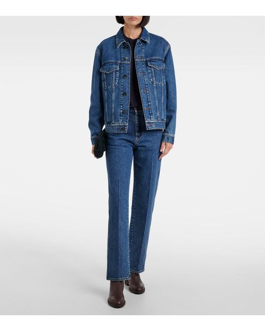 Loro Piana Blue Brooke Mid-Rise Cropped Straight Jeans