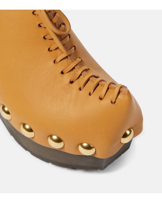 Etro Brown 50 Leather Platform Clogs