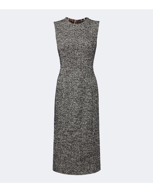 Dolce & Gabbana Gray Wool And Silk-Blend Tweed Midi Dress