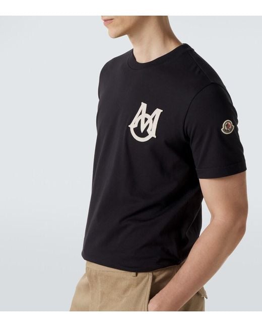Moncler Black Logo Cotton Jersey T-Shirt for men