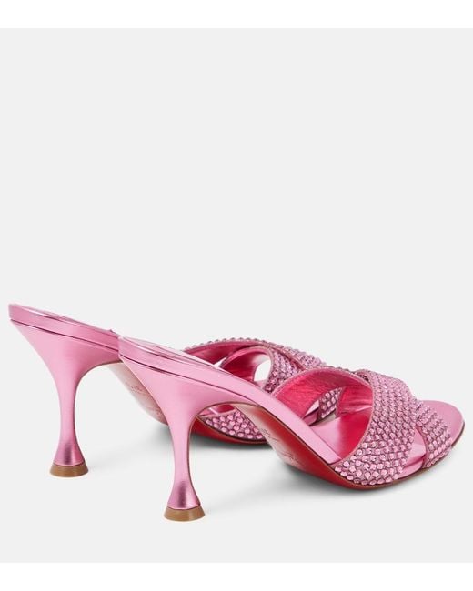 Christian Louboutin Pink Mariza Is Back Embellished Suede Mules