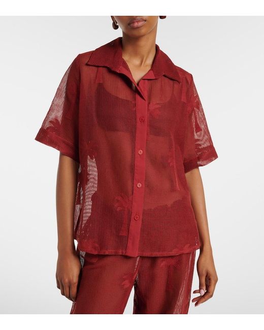 Johanna Ortiz Embroidered Cotton-Blend Mesh Shirt