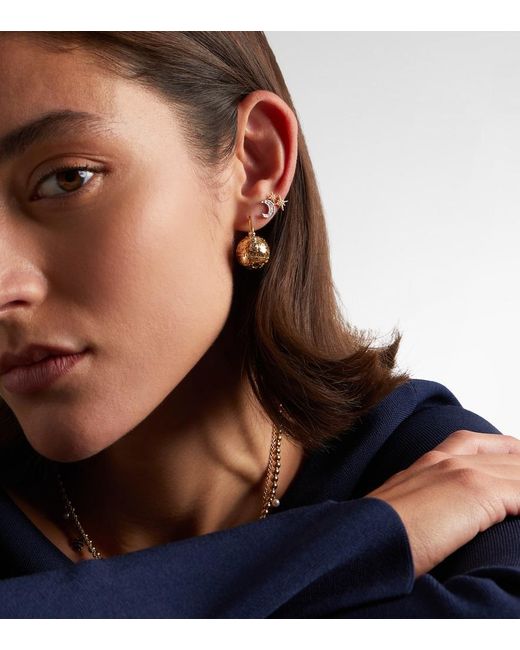 Sydney Evan Metallic Icon Wallpaper Bead 14Kt Earrings With Diamonds