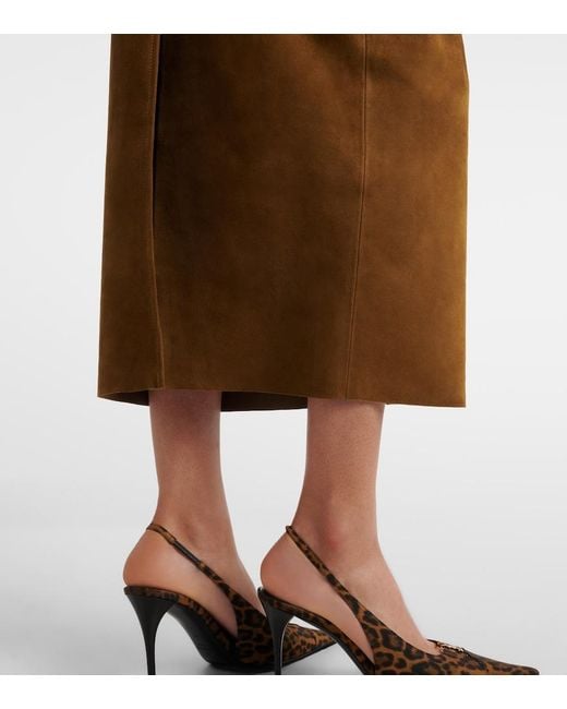 Nour Hammour Brown Selly Suede Midi Skirt