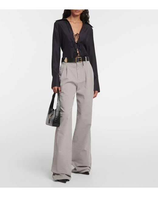 Nili Lotan Gray Weite Hose Flavie Aus Baumwolle